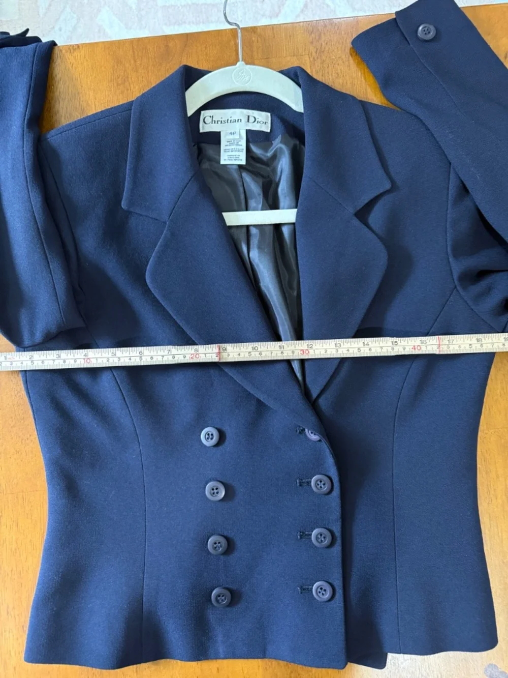 90’s Vintage Christian Dior Navy Double Breasted Cropped Blazer Jacket 4 Petite